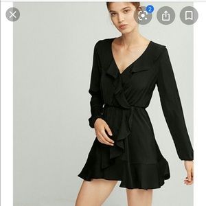 Express Black Ruffle Long Sleeve Dress M